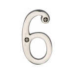 M Marcus Heritage Brass Numeral 6 - Face Fix 76mm Slimline font